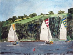 Falmouth Working Boats Racing-at-Point-Regatta-Boat-Watercolor-Painting