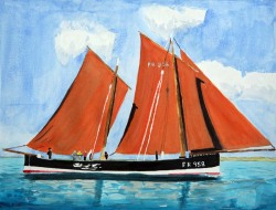 Reaper-a-Fifie-from-Scotland-Boat-Watercolor-Painting